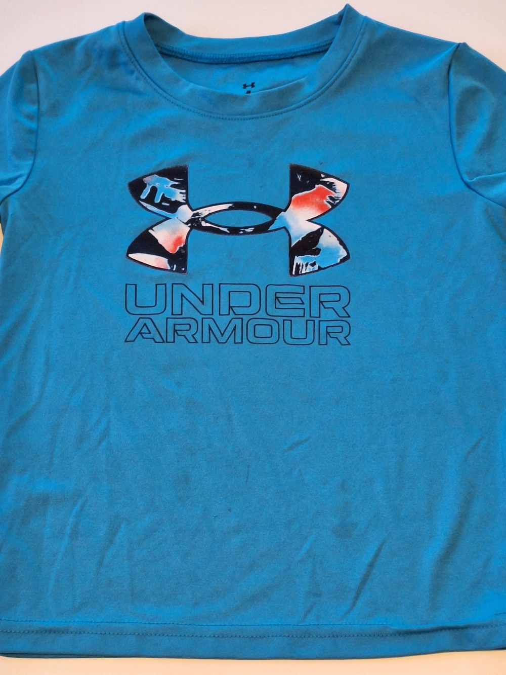 Under Armour Bright Blue Tee with Multicolor Logo Sporty And Stylish